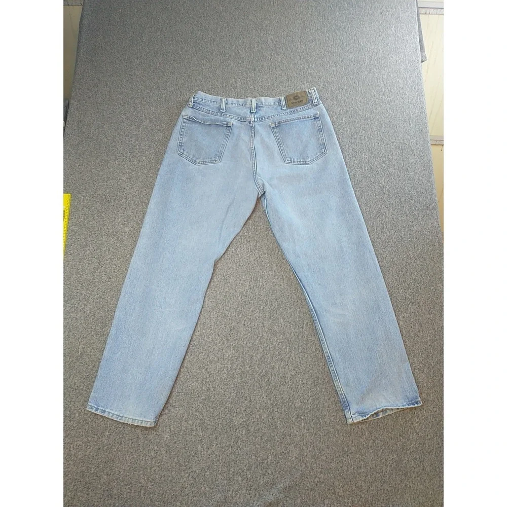 Wrangler Authentics Mens Light Wash Straight Leg Denim Jeans 34x29 976T1SB Blue